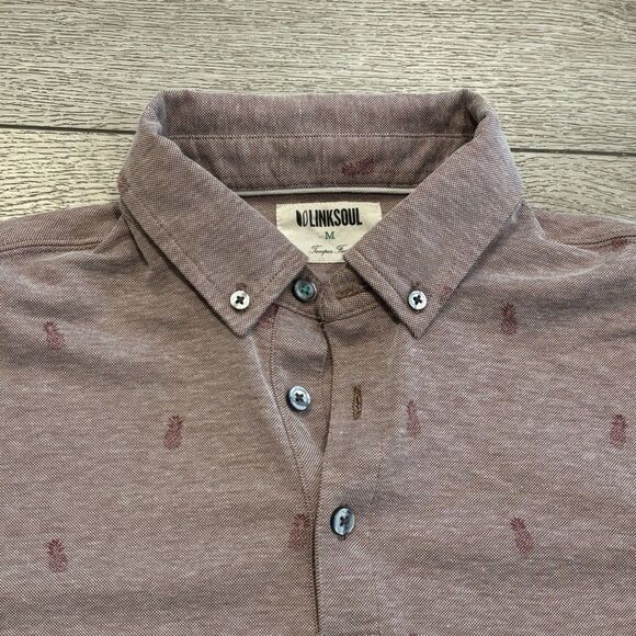 Linksoul Golf Polo Shirt Mens Medium Pineapple All Over Print Tropical Goat Hill - Picture 2 of 7